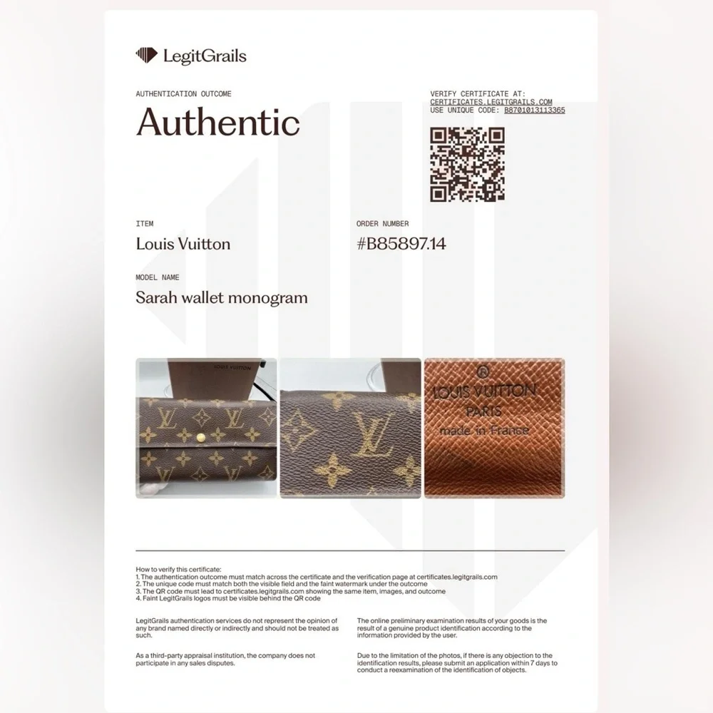 Louis Vuitton Vintage Sarah Wallet - GUC - With COA